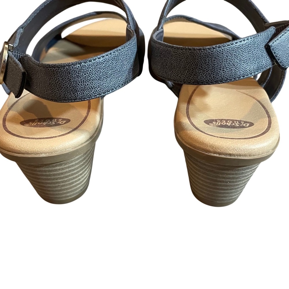 Dr. Scholls Grace Navy Blue Wedge Sandals Womens 10M Slingback Comfort Shoes - Picture 3 of 7